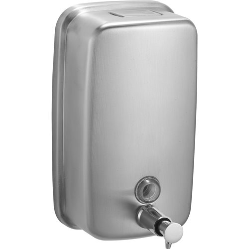 Commercial Wall Mounted Manual Soap Dispenser Brushed Chrome | Stalwart DA-KW7261