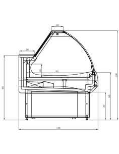 Serve over Deli counter Curved glass front Width 1350mm | Stalwart DA-KSCP1311RCA 2