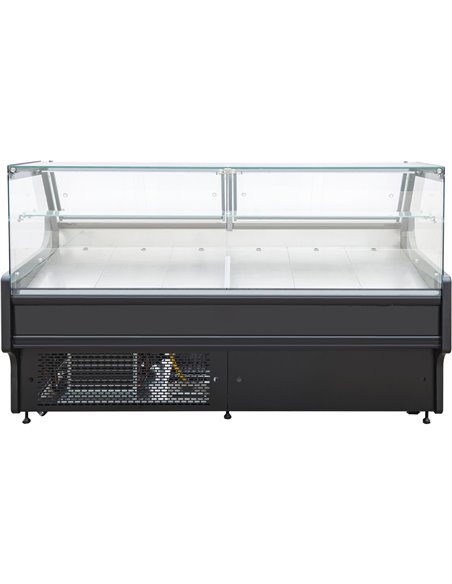 Serve over Deli counter Black front Straight glass front Width 1330mm | Stalwart DA-KSCP1309SCD