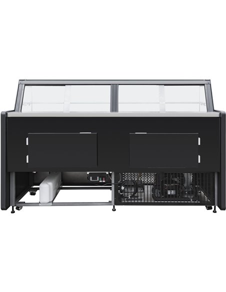 Serve over Deli counter Black front Straight glass front Width 1580mm | Stalwart DA-KSCP1509SCD