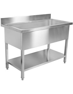 Commercial Pot Wash Sink Stainless steel 1 bowl Splashback 1200mm Depth 700mm Square legs | Stalwart DA-PSD12070