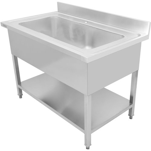 Commercial Pot Wash Sink Stainless steel 1 bowl Splashback 1200mm Depth 700mm Square legs | Stalwart DA-PSD12070