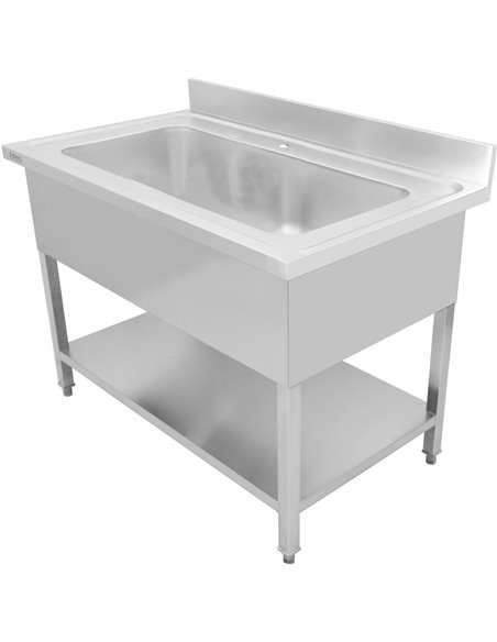 Commercial Pot Wash Sink Stainless steel 1 bowl Splashback 1200mm Depth 700mm Square legs | Stalwart DA-PSD12070