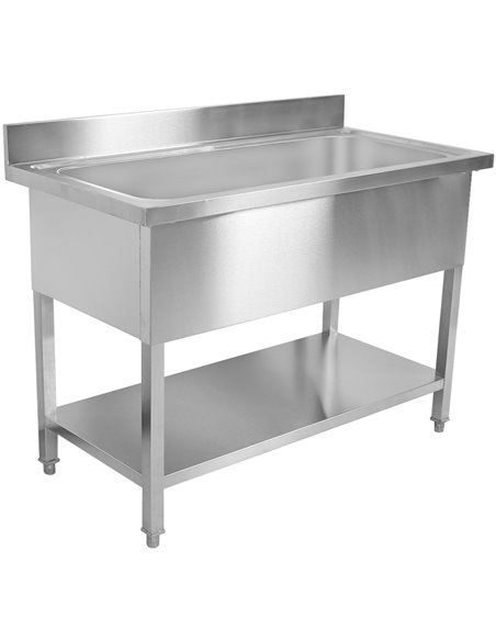 Commercial Pot Wash Sink Stainless steel 1 bowl Splashback 1500mm Depth 700mm Square legs | Stalwart DA-PSD15070