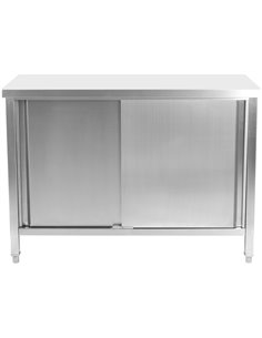 Commercial Worktop Floor Cupboard 2 sliding doors Stainless steel 1400x600x850mm | Stalwart DA-SCP14060 2
