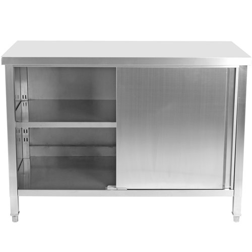 Commercial Worktop Floor Cupboard 2 sliding doors Stainless steel 1400x600x850mm | Stalwart DA-SCP14060