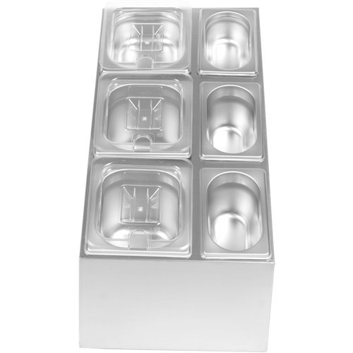 Commercial Condiment Pan Holder including 3xGN1/6  3xGN1/9 pans with recess lids &amp ladles | Stalwart DA-CHM01