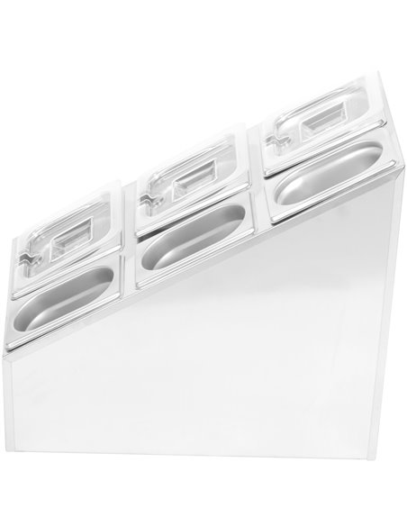 Commercial Condiment Pan Holder including 3xGN1/6  3xGN1/9 pans with recess lids &amp ladles | Stalwart DA-CHM01D