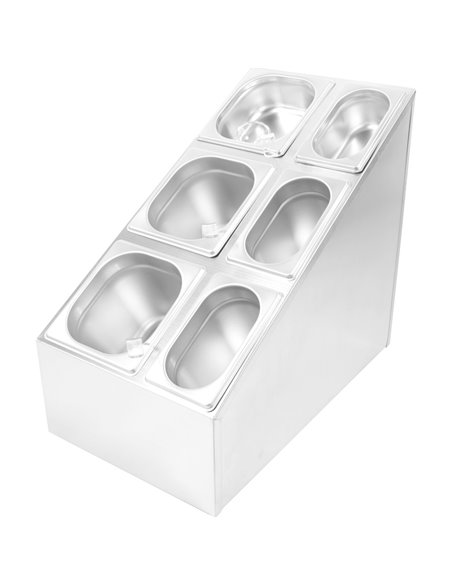 Commercial Condiment Pan Holder including 3xGN1/6  3xGN1/9 pans &amp ladles | Stalwart DA-CHM01DPCFL