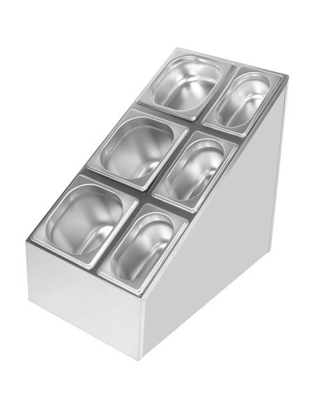 Commercial Condiment Pan Holder including 3xGN1/6  3xGN1/9 pans &amp ladles | Stalwart DA-CHM01DPCFL