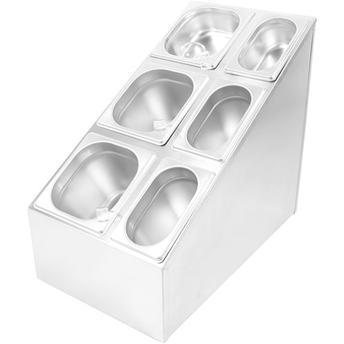 Commercial Condiment Pan Holder including 3xGN1/6  3xGN1/9 pans &amp ladles | Stalwart DA-CHM01PCFL