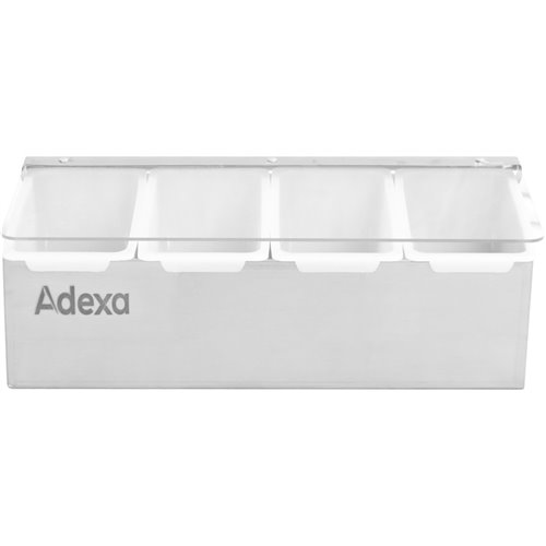 Garnish Tray / Condiment Dispenser with Lid 4 compartments Stainless steel &amp Plastic | Stalwart DA-CHB04