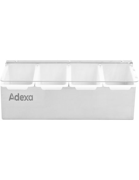 Garnish Tray / Condiment Dispenser with Lid 4 compartments Stainless steel &amp Plastic | Stalwart DA-CHB04