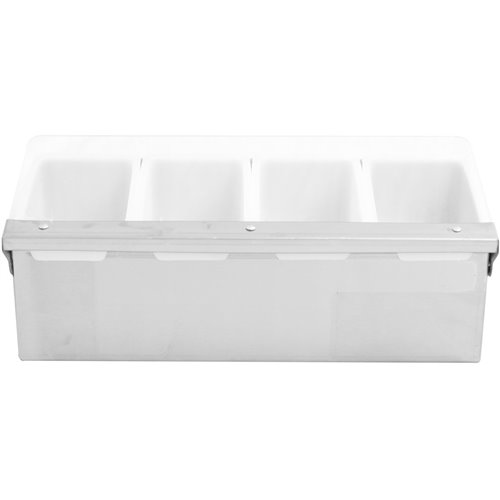 Garnish Tray / Condiment Dispenser with Lid 4 compartments Stainless steel &amp Plastic | Stalwart DA-CHB04