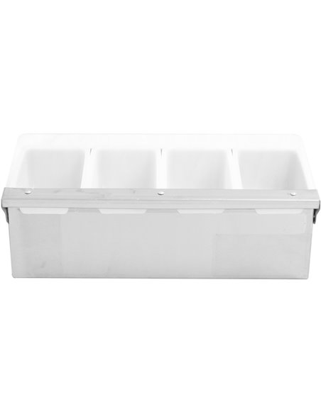 Garnish Tray / Condiment Dispenser with Lid 4 compartments Stainless steel &amp Plastic | Stalwart DA-CHB04