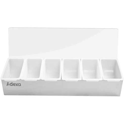 Garnish Tray / Condiment Dispenser with Lid 6 compartments Stainless steel &amp Plastic | Stalwart DA-CHB06