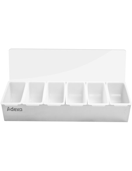 Garnish Tray / Condiment Dispenser with Lid 6 compartments Stainless steel &amp Plastic | Stalwart DA-CHB06