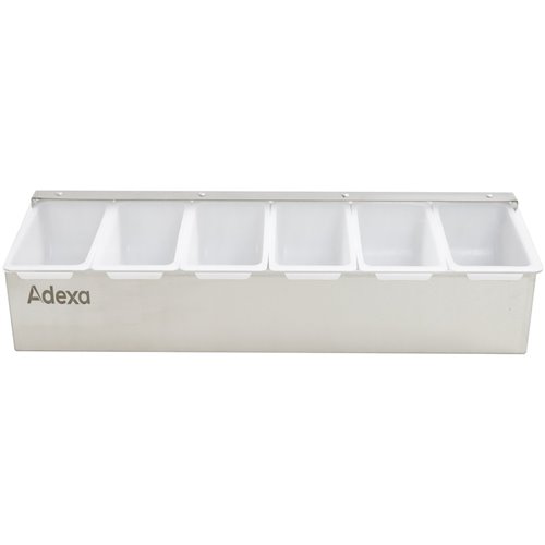 Garnish Tray / Condiment Dispenser with Lid 6 compartments Stainless steel &amp Plastic | Stalwart DA-CHB06