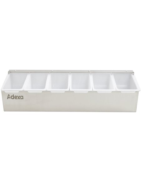 Garnish Tray / Condiment Dispenser with Lid 6 compartments Stainless steel &amp Plastic | Stalwart DA-CHB06