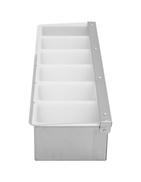 Garnish Tray / Condiment Dispenser with Lid 6 compartments Stainless steel &amp Plastic | Stalwart DA-CHB06