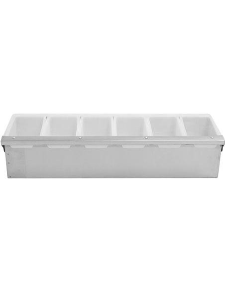 Garnish Tray / Condiment Dispenser with Lid 6 compartments Stainless steel &amp Plastic | Stalwart DA-CHB06