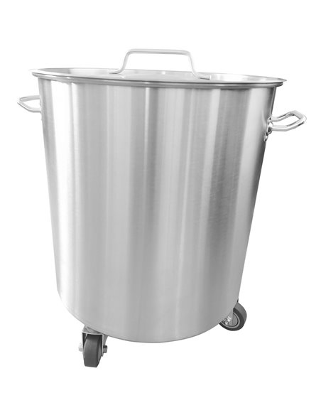 Professional Waste bin Stainless steel with Lid &amp Wheels 95 litres | Stalwart DA-SDC95