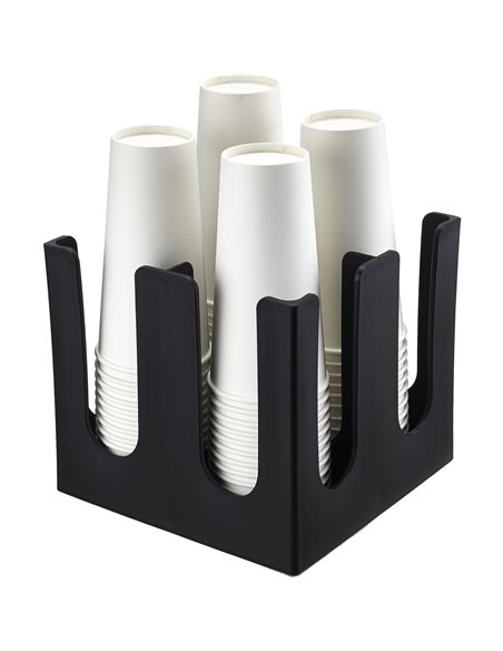 Black Cup Holder / Dispenser 4 Stacks Square | Stalwart DA-WQB3004