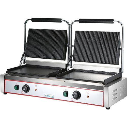 Heavy Duty Twin XL Panini Contact grill Ribbed/Smooth 4.4kW Dual Zone | Stalwart DA-HEG813EA