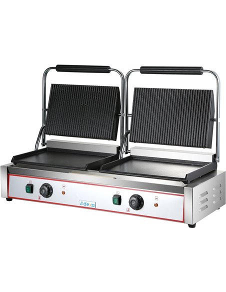 Heavy Duty Twin XL Panini Contact grill Ribbed/Smooth 4.4kW Dual Zone | Stalwart DA-HEG813EA