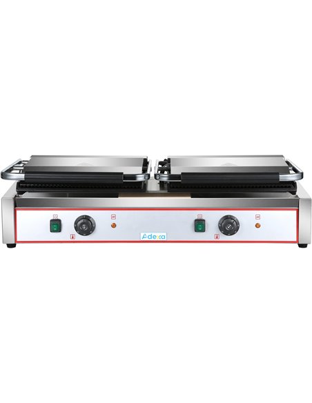 Heavy Duty Twin XL Panini Contact grill Ribbed/Smooth 4.4kW Dual Zone | Stalwart DA-HEG813EA