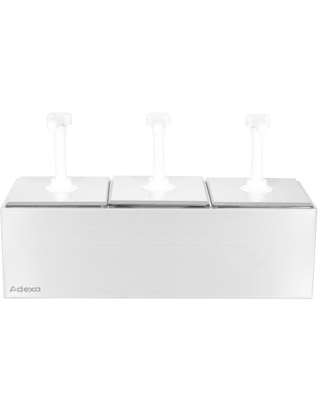 Commercial 3 x 2.5 litre Pump Condiment/Sauce Dispenser GN1/6 | Stalwart DA-NHGN163
