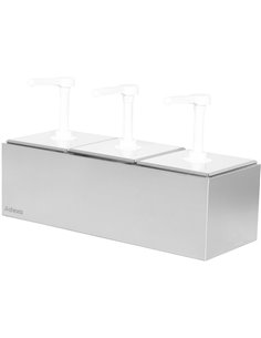 Commercial 3 x 2.5 litre Pump Condiment/Sauce Dispenser GN1/6 | Stalwart DA-NHGN163 2