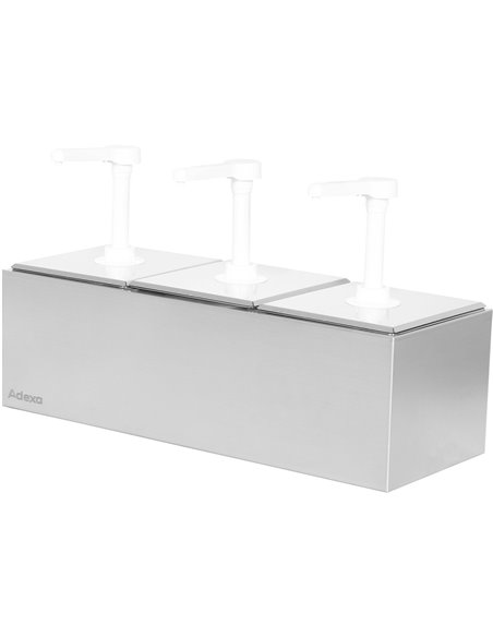 Commercial 3 x 2.5 litre Pump Condiment/Sauce Dispenser GN1/6 | Stalwart DA-NHGN163