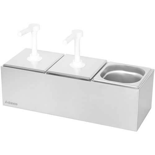 Commercial 3 x 2.5 litre Pump Condiment/Sauce Dispenser GN1/6 | Stalwart DA-NHGN163