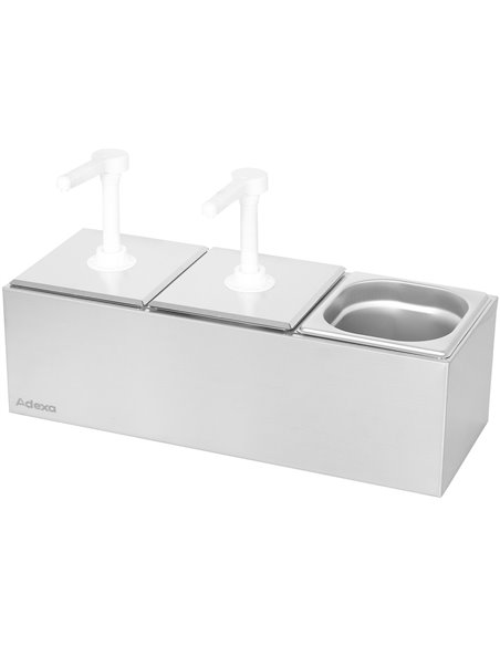 Commercial 3 x 2.5 litre Pump Condiment/Sauce Dispenser GN1/6 | Stalwart DA-NHGN163