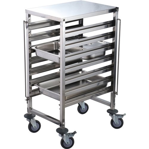 Rack/Tray/Pan Trolley Stainless Steel Gastronorm GN1/1 6 Tier with Top Shelf | Stalwart DA-RT1106T