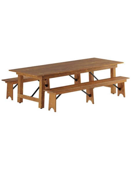 Vineyard Folding Catering Table 8ft Pine Wood 2430x1015x760mm | Stalwart DA-DGW00324096