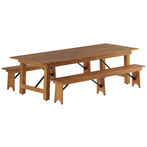 Vineyard Folding Bench 6ft Pine Wood 1800x300x457mm | Stalwart DA-DGW00337212