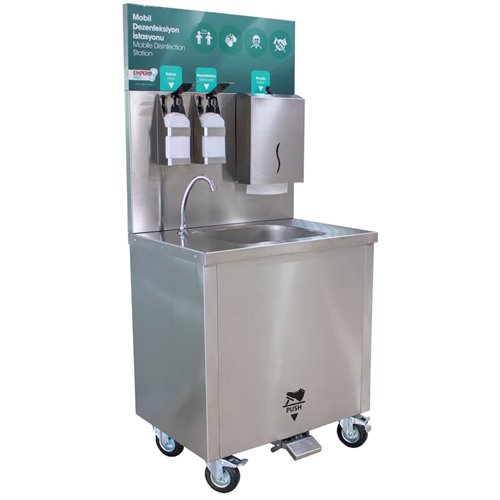 Mobile Disinfection Station Built-in water supply Stainless steel 750x605x1590mm | Stalwart DA-DKE75