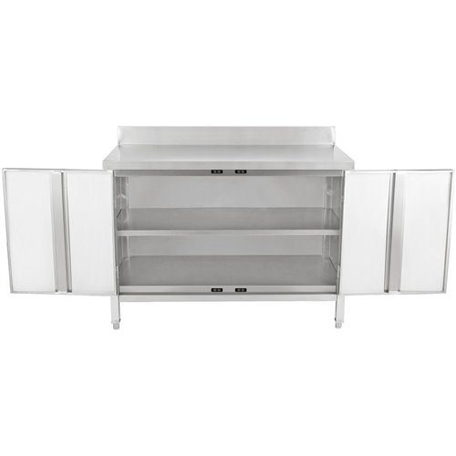 Commercial Worktop Floor Cupboard 2 swing doors Stainless steel 1000x700x850mm Upstand | Stalwart DA-SCP10070BT