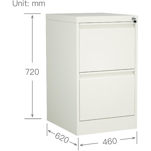 Professional Filing Cabinet 2 drawer 460x620x720mm White | Stalwart DA-MXDC1WHITE