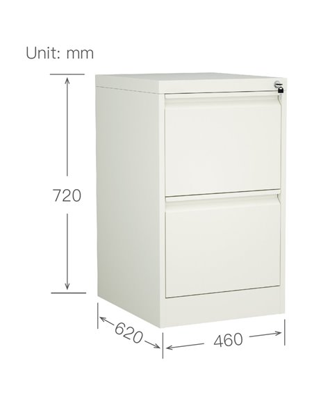 Professional Filing Cabinet 2 drawer 460x620x720mm White | Stalwart DA-MXDC1WHITE
