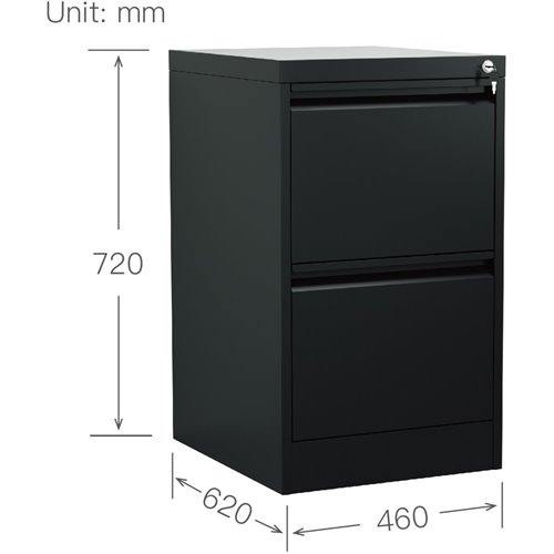 Professional Filing Cabinet 2 drawer 460x620x720mm Black | Stalwart DA-MXDC1BLACK