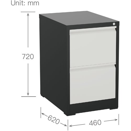 Professional Filing Cabinet 2 drawer 460x620x720mm Dark Grey &amp White | Stalwart DA-MXDC1DARKGREY