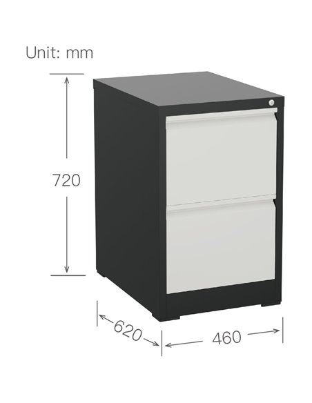 Professional Filing Cabinet 2 drawer 460x620x720mm Dark Grey &amp White | Stalwart DA-MXDC1DARKGREY