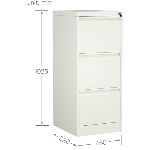 Professional Filing Cabinet 3 drawer 460x620x1025mm White | Stalwart DA-MXDC2WHITE