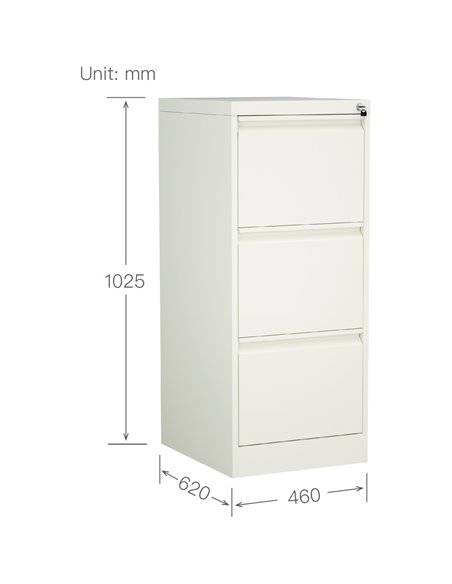 Professional Filing Cabinet 3 drawer 460x620x1025mm White | Stalwart DA-MXDC2WHITE