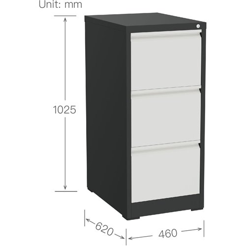 Professional Filing Cabinet 3 drawer 460x620x1025mm Dark Grey &amp White | Stalwart DA-MXDC2DARKGREY