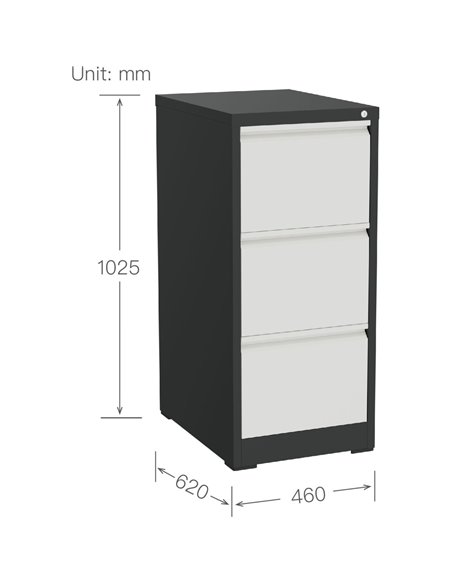 Professional Filing Cabinet 3 drawer 460x620x1025mm Dark Grey &amp White | Stalwart DA-MXDC2DARKGREY