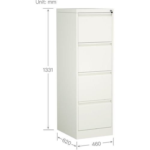 Professional Filing Cabinet 4 drawer 460x620x1330mm White | Stalwart DA-MXDC3WHITE